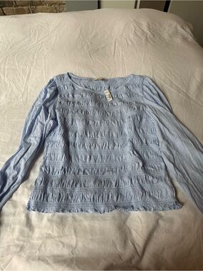 NWT - madewell light blue long sleeve ruched shirt